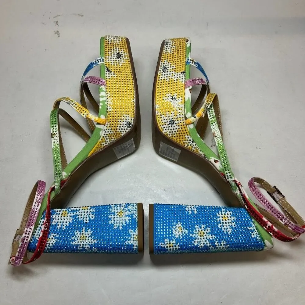 Wild Pair Womens 6 M Floral Bling Muze Strappy Platform Sandals NIB LY7